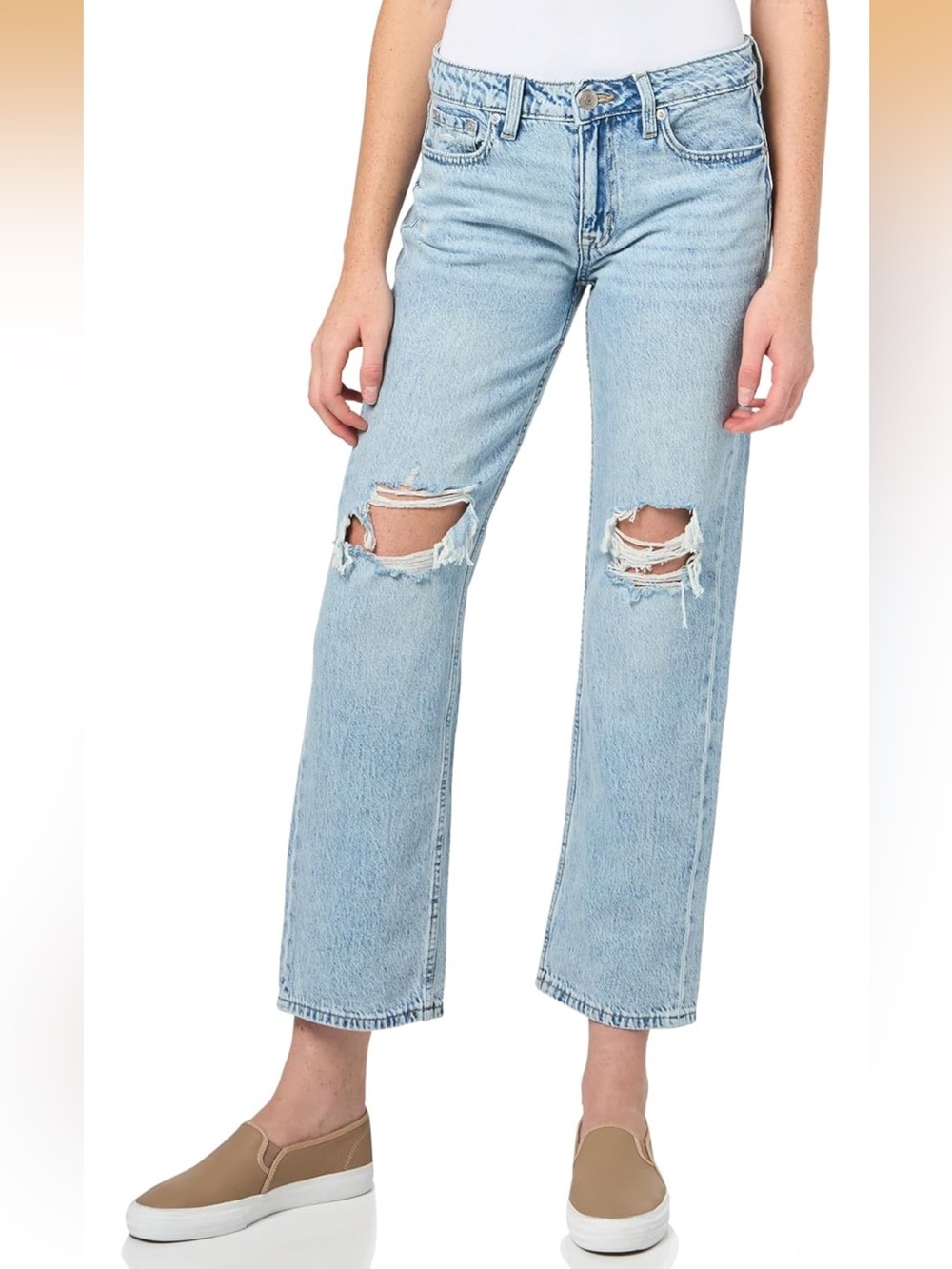 Aeropostale Light Wash Distressed Straight Leg Jeans